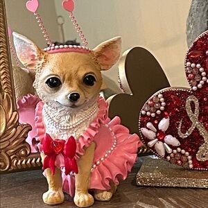 NEW! Valentine’s Day Princess Ballerina Chihuahua Dog Statue